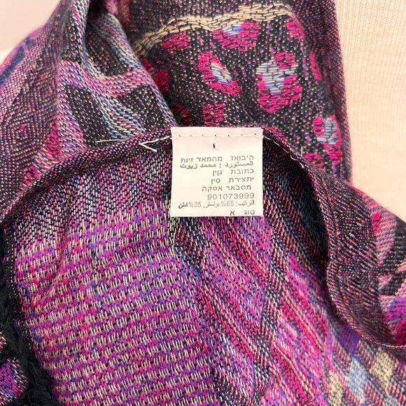 Purple Paisley 100% Cashmere Oversized Shawl Scarf Jerusalem - Picture 12 of 12